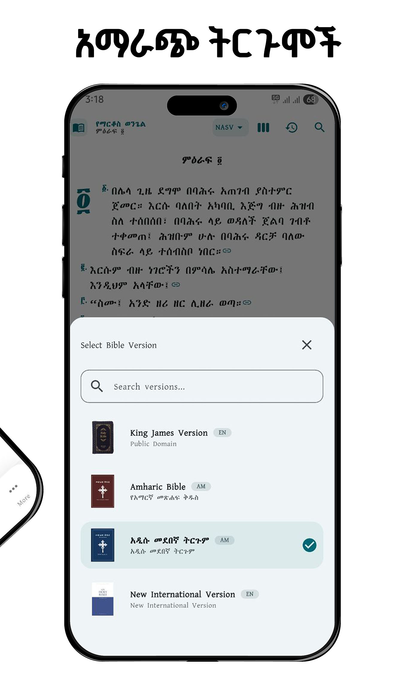 Amharic Bible App - Reading Interface